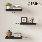 Fun Memories 16 Inch Floating Shelves Wall-Mounted, Engineered Wood Wall Shelves - Image 3