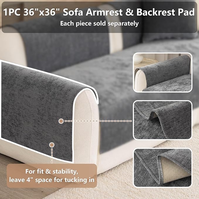 Premium Chenille Sofa Cushion Covers，Upgraded Anti-Slip Sectional Couch - Image 2