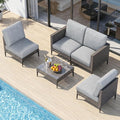 Jocoevol Outdoor Patio Sofa Conversation Set–Rattan 4 Seats Comfortable Couch by JOCOEVOL