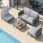 Jocoevol Outdoor Patio Sofa Conversation Set–Rattan 4 Seats Comfortable Couch by JOCOEVOL