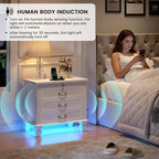 25.6'' Wide Bedside Table with 3 Drawers & Pull-out Tray, Smart Night Stand - Image 4