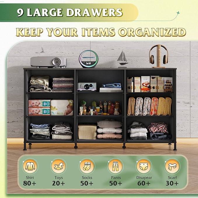 WLIVE 47''W Dresser for Bedroom, 55 inch TV, Wide Chest of Drawers - Image 5