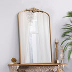 Besdomus Vintage Gold Wall Mirror: 24"x42" French Large Arch Champagne Gold - Image 3
