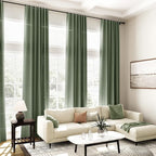 Olive Green Linen Curtains 120 Inch Extra Long - Image 7