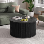 JOINICE 31.5" Black Round Lift Top Coffee Table, Modern Fluted Drum Center Table - Image 6