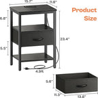 SUPERJARE Nightstand Set of 2, Bed Side Tables - Image 7