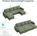 LINSY HOME Sectional Sleeper Sofa Pull Out Couches - Image 2