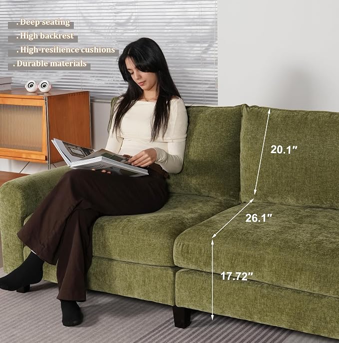 EASE MOOSE 70.6" Modern Deep Seat Loveseat Couch, Soft Chenille Sofa - Image 4