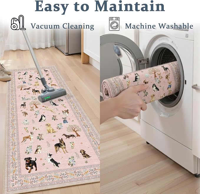 Pink Floral Hallway Runner Rug 2x4 - Image 6
