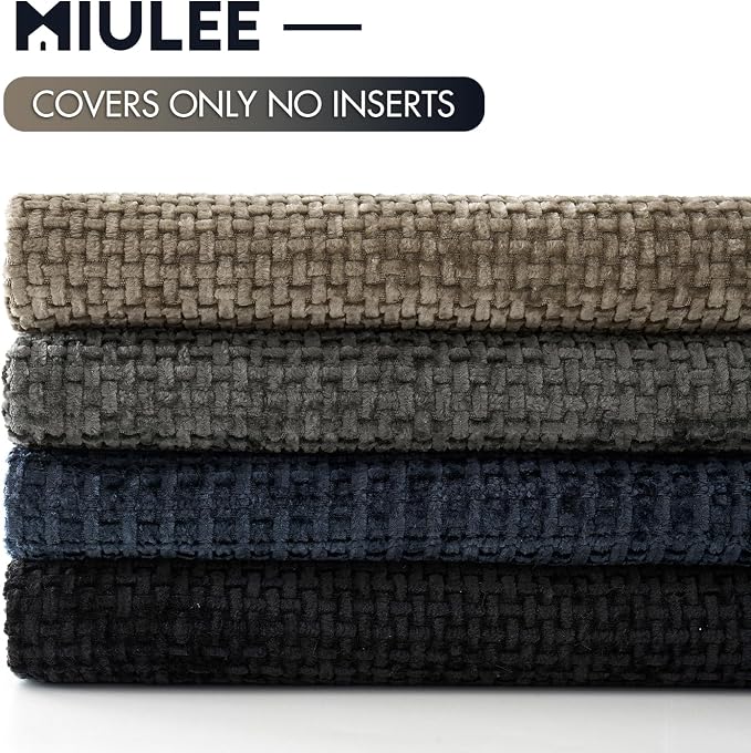 MIULEE Soft Decorative Chenille Pillow Covers Navy Grey 18x18 Pack of 4 | - Image 6