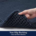 RESARE Waffle Bathroom Runner Rugs, Non Slip Boho Bath Mat 24"x48" Navy | Long - Image 4