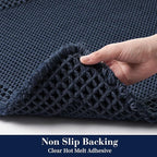 RESARE Waffle Bathroom Runner Rugs, Non Slip Boho Bath Mat 24"x72" Navy | Long - Image 4