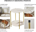 Gawicpy 2 Tier Round Side Table, Folding End Tables Coffee Table Simplistic - Image 4