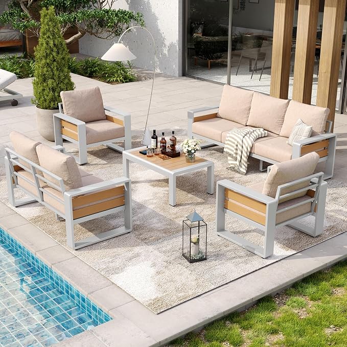 Aoxun Aluminum Patio Furniture Set, 5 Piece Luxury Outdoor Sectional - Image 7