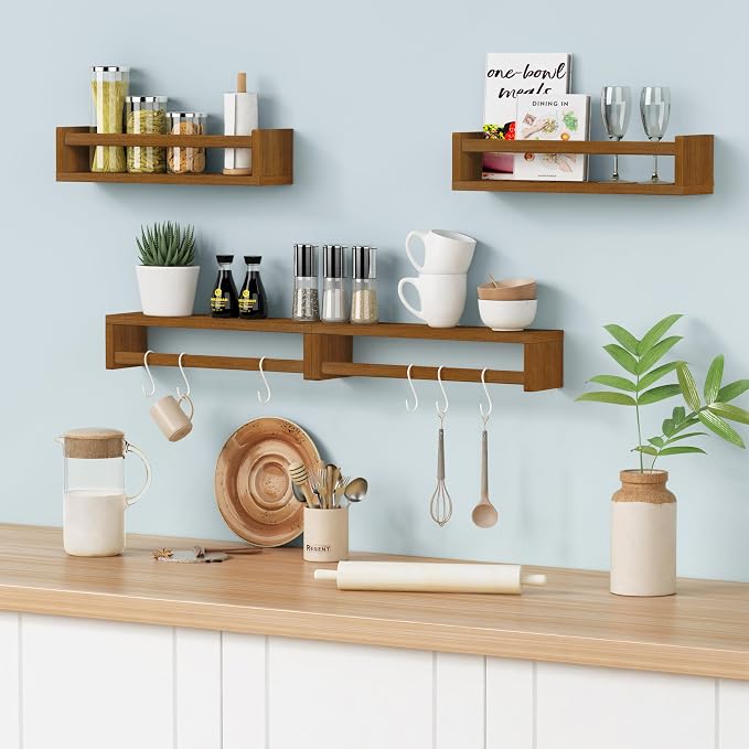 Forbena Dark Wood Nursery Kids Bookshelf Wall Mounted, Wooden Floating Nursery - Image 6