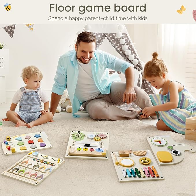Elephant Activity Wall Busy Board Panels, Wooden Montessori Learning Activity - Image 8