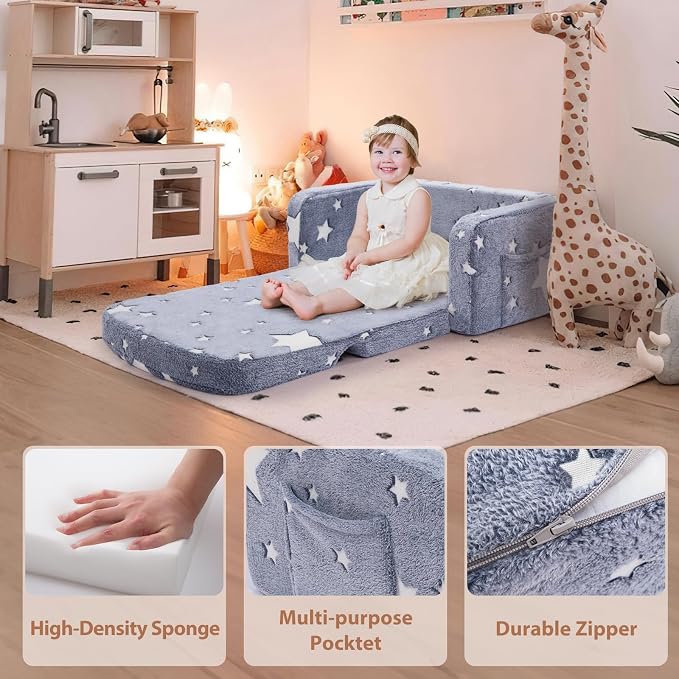 Foryoomi Extra Wide Kids Couch, 2-in-1 Soft Couch - Image 6