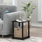 Furinno SIMPLISTIC Side Table Set of 2, 2-Tier Square Modern End Table - Image 2