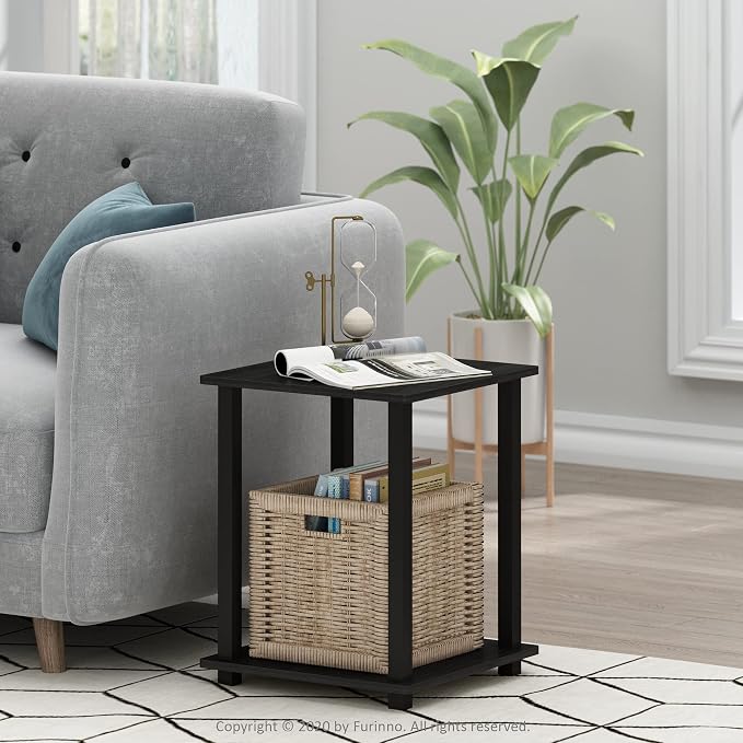 Furinno SIMPLISTIC Side Table Set of 2, 2-Tier Square Modern End Table - Image 2