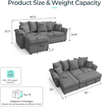 LINSY HOME 90.5'' Sectional Sleeper Sofa - Image 2