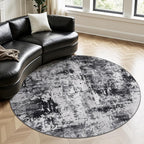 Rugflix Round Area Rugs 6Ft for Living Room, Washable Black Grey Circle Rug | by RugflixAreaRugs