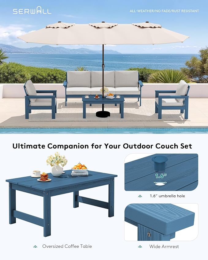 SERWALL HDPE Patio Conversation Set, 6-piece Sectional Outdoor Furniture Set - Image 5