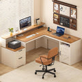 YOMILUVE 63" Farmhouse L Shaped Executive Desk by YomiluveDesign