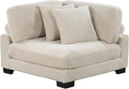 Modular Corner Seat, Plush Beige Corduroy Sofa, Customizable Living Room by Unknown