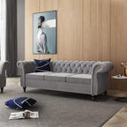 Chesterfield 3 Seater Sofa, Modern Velvet Tufted Couch 3 Seater - Image 5