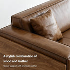 Mid-Century Modern Leather Sofa 111.81" - Image 5