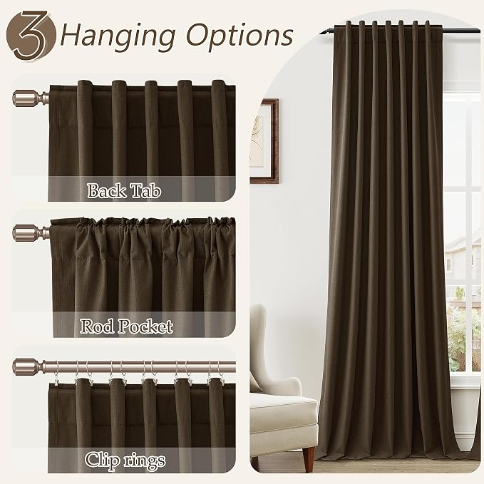 100% Blackout Curtains 120 Inch Length 2 Panels Set - Image 6