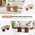 Oval Fluted Coffee Table, Farmhouse Wood Coffee Table Mid Century Modern Center - Image 6