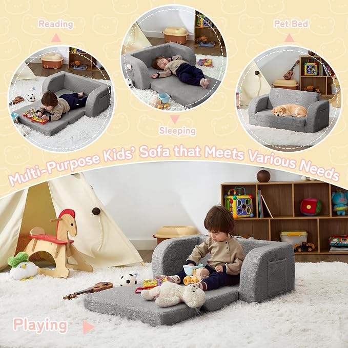 Toddler Couch, 2-in-1 Toddler Chairs Comfy 1-3 Years Old, Toddler Chair - Image 6