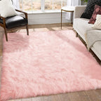Goolela Pink Area Rug 6x9 Fluffy Fuzzy Furry Sheepskin Rug by Goolela