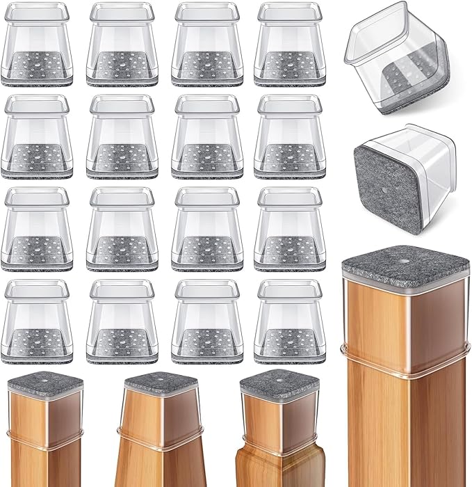 Ansible 24 Pcs Chair Leg Floor Protectors Square, Silicone Felt Furniture Leg by Ansible
