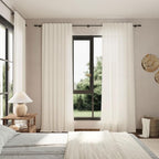 Cream Linen Back Tab Curtains 86 Inch Length - Image 7