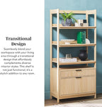 Walker Edison Transitional Open Reeded 4-Shelf Bookshelf - Image 5