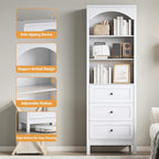Bookshelf with Drawers, Floor Standing Display Storage Cabinet - Image 3