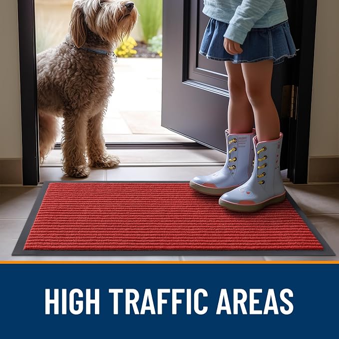 OLANLY Front Door Mat 71x47, Waterproof Heavy-Duty Indoor Outdoor Doormat | Red - Image 7