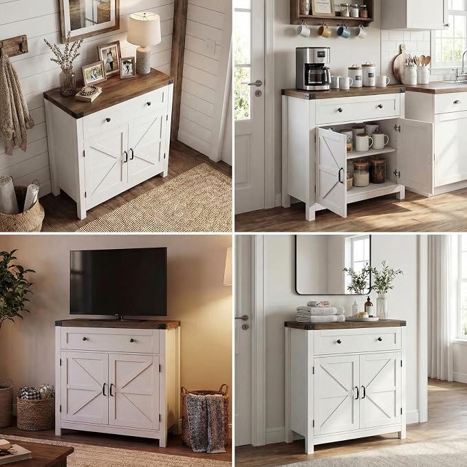 HOSTACK Coffee Bar Cabinet, Kitchen Storage Cabinet, Modern Farmhouse Buffet - Image 5