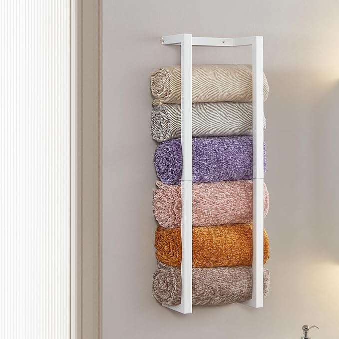 Towel Rack for Rolled Towels, Towel Rack for Bathroom, Wall Mounted Metal by Roeveca
