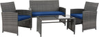 4 Piece Patio Ratten Set Outdoor Furniture Set Wicker Conversation Set - Image 7