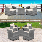 Tangkula 3 Pieces Patio Furniture Set, PE Rattan Wicker 3 Pcs Outdoor Sofa Set - Image 6