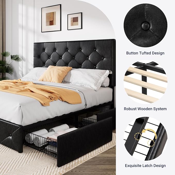 Allewie Upholstered Full Size Platform Bed Frame - Image 6