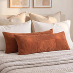Fancy Homi Set of 2 Rust Boho Long Lumbar Body Decorative Throw Pillow Cover by Fancy+Homi