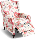 Upholstered Wingback Recliner Chair, Traditional Push Back Recliner Chair by Consofa