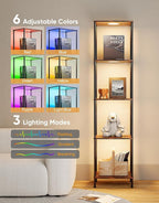 Display Shelf with RGBW Light, Color Changing Curio Cabinet Floor Lamp with - Image 4