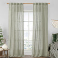 Sage Grey Linen Boho Sheer Curtains 84 inch Length 2 Panels | Light Filtering by LAMIT