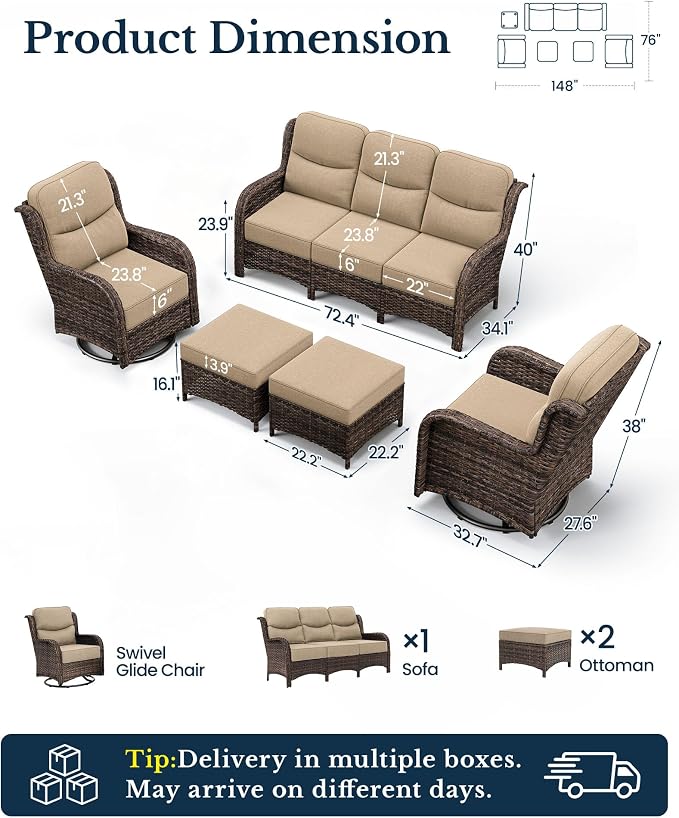 HILLGA Luxury High Back Patio Furniture Set - Image 2