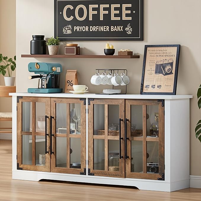 AMERLIFE Farmhouse 63" Buffet Sideboard Cabinet by AMERLIFE